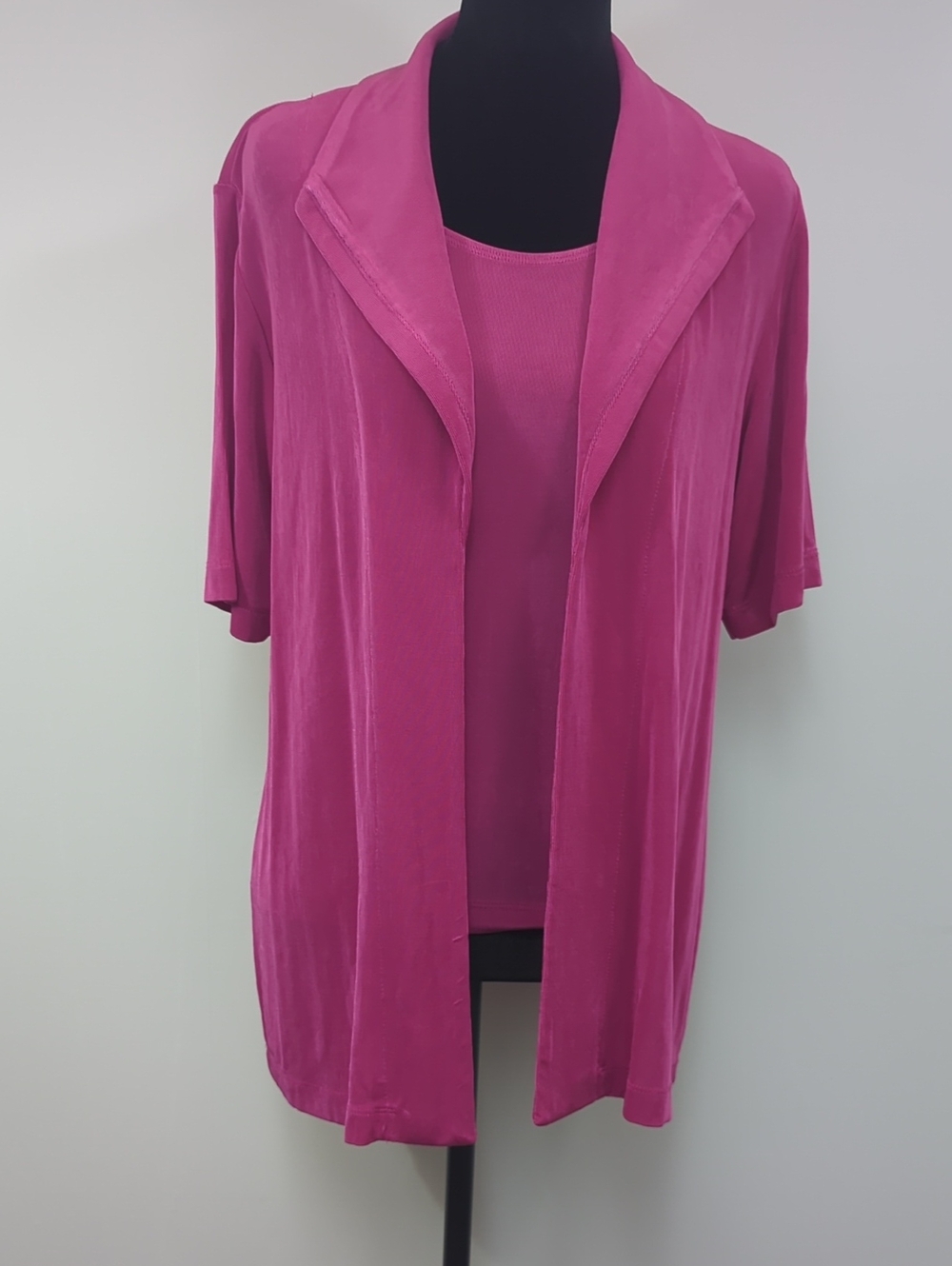 Chico's Travelers Pink 2 Piece Travel Set Open Front Jacket Tank Top Size 1